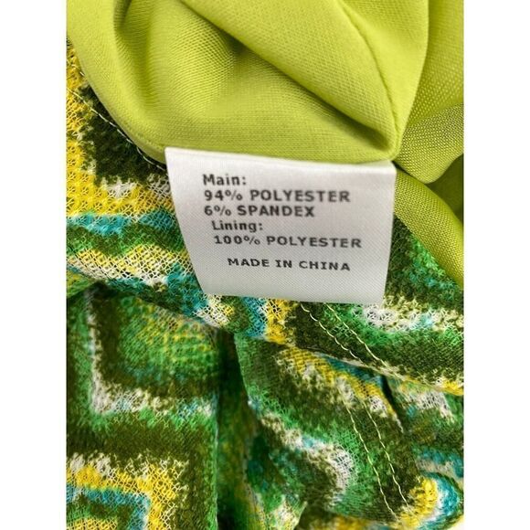 Chartreuse Y2K Donna Rae New York Dress Green Stripe Retro Belted Small Twee - Picture 10 of 11